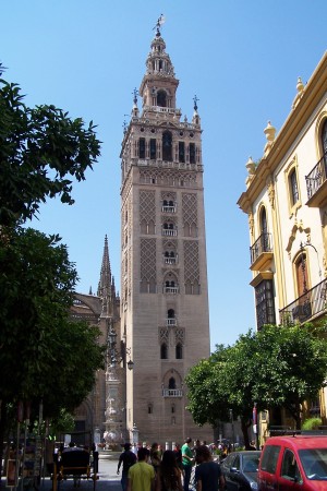 The Giralda, the bell tower of the Cathedral of Seville in Seville, Spain